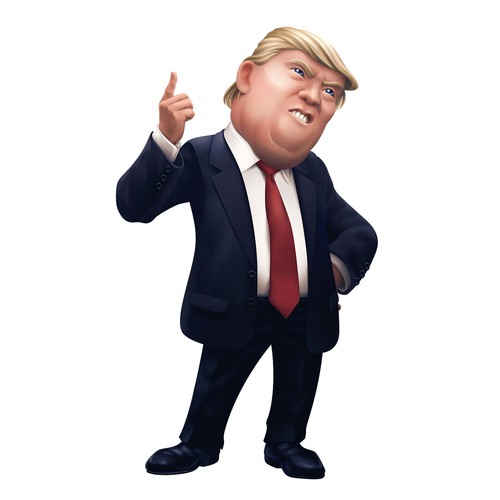 Cartoon design with the title 'Donald Trump Sticker'