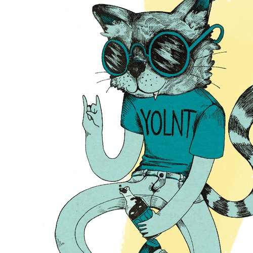 Cartoon t-shirt with the title 'Hipster Cat '