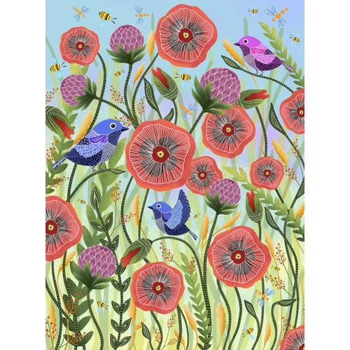 Bird artwork with the title 'Illustration for puzzle'