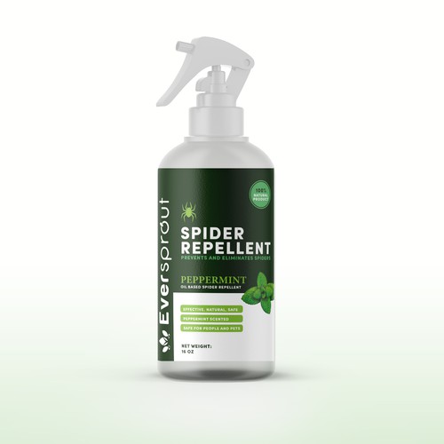 Insect design with the title 'Spider Repellent Label Design'