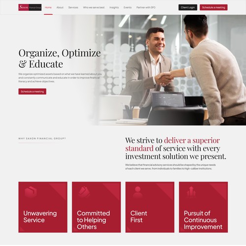 Portfolio website with the title 'Saxon Financial Group'