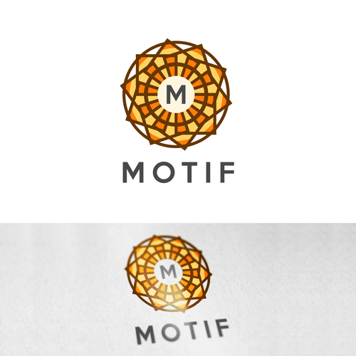 Circle logo with the title 'Logo created out of a motif concept'