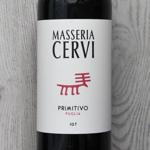 Wine design with the title 'Masseria Cervi wine label'