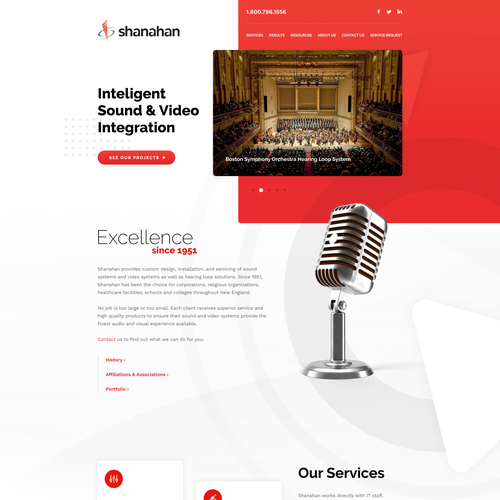 Textured design with the title 'Homepage for a company in audio/video business'
