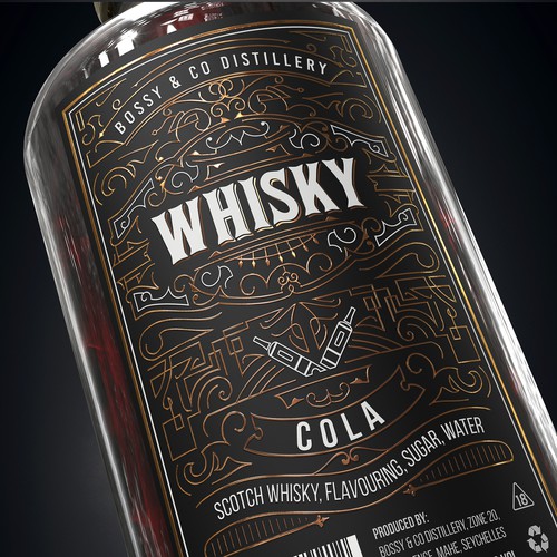 Whiskey label with the title 'Retro Whisky Cola '