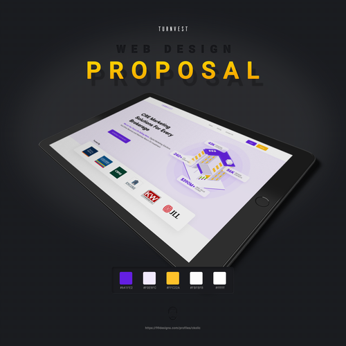 Purple website with the title 'Turnvest Marketers web design '