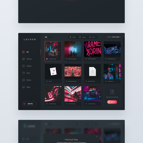 File design with the title 'Locker app'
