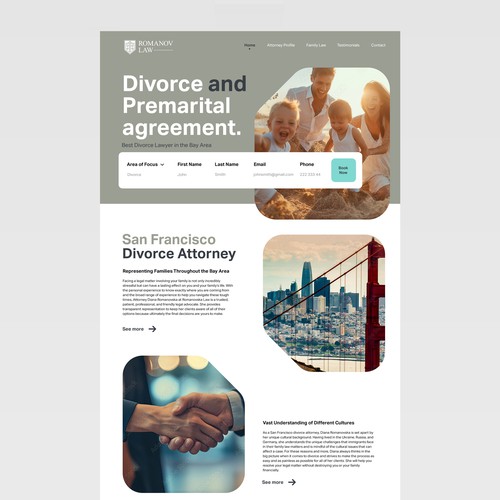 Round design with the title 'Law Firm Homepage'