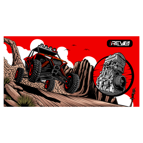 Engine design with the title 'Off-Road Power: Speed and Strength'