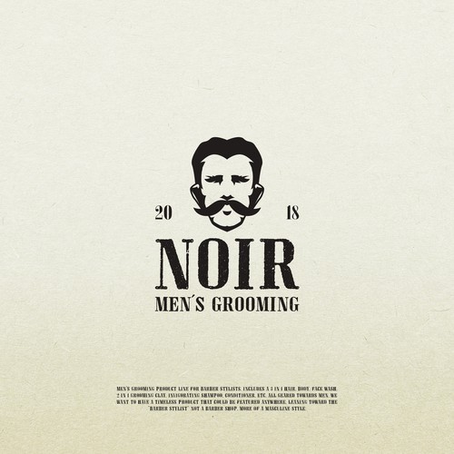 Men's fashion design with the title 'NOIR'