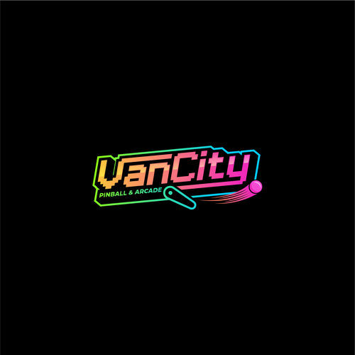 Arcade design with the title 'VanCity Pinball & Arcade'