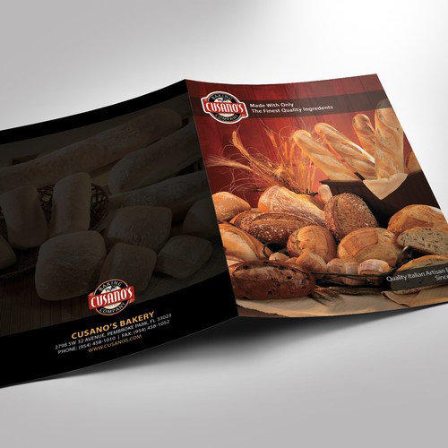 Folder design with the title 'Folder for Cusano's Bakery Needed'