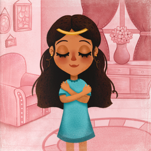 Character artwork with the title 'Illustration for the book "Right Now, I'm Fine"'