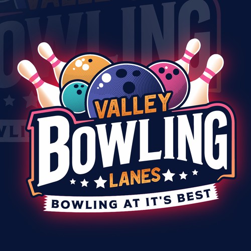 Bowling logo with the title 'Valley Bowling Lanes'