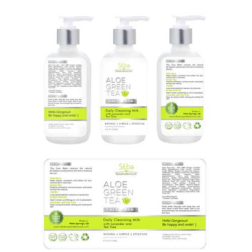 Green label with the title 'Classy and elegant label for natural cosmetic line'