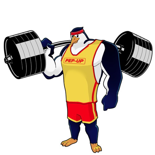 Logo artwork with the title 'Pep-up penguin logo'