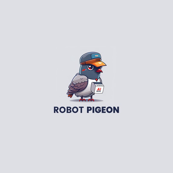 Sticker logo with the title 'Cartoon Robot Pigeon Logo'