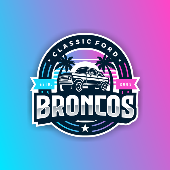 Ford mustang logo with the title 'Classic Ford Broncos'