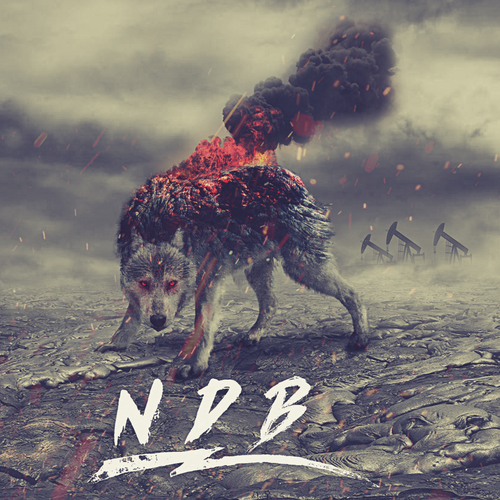 Fire artwork with the title 'NDB oil drilling team epic art work.'