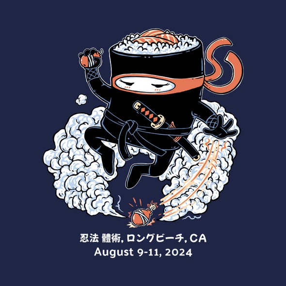Sports t-shirt with the title 'Ninja Sushi T-shirt Design for Annual Martial Arts Seminar'