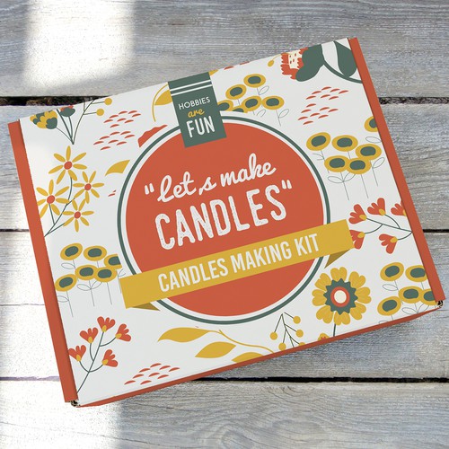 Fun packaging with the title 'Candles making kit packaging'