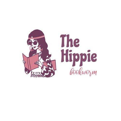 Hippie logo with the title 'Logo for The Hippie bookworm web-site'