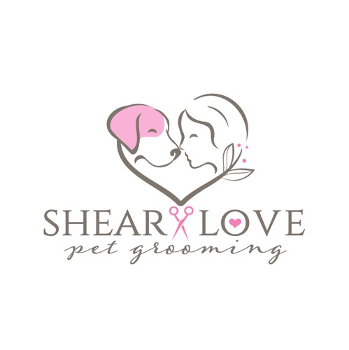 Heart design with the title 'Pet grooming logo'