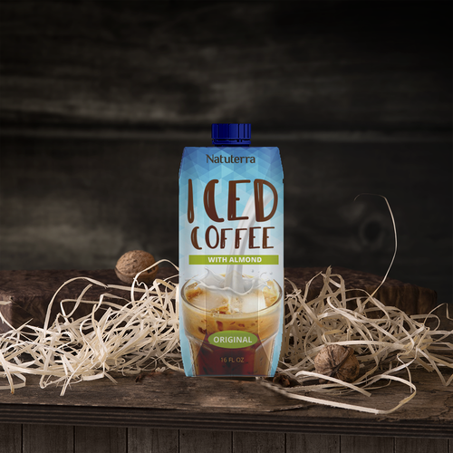 Drink packaging with the title 'Iced Coffee '