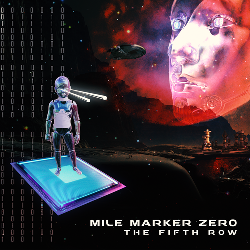 Sci-fi illustration with the title 'Album artwork for Mile Marker Zero'