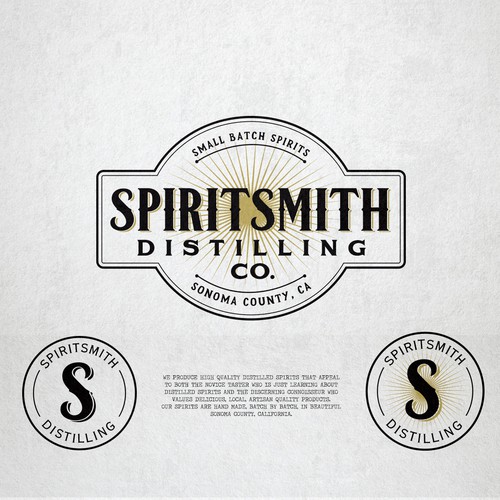 Spirit logo with the title 'Logo design for Spiritsmith Distilling Co.'