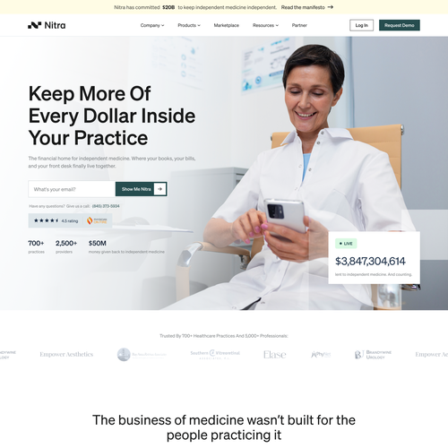 Finance website with the title 'Nitra Healthcare Finance Website'