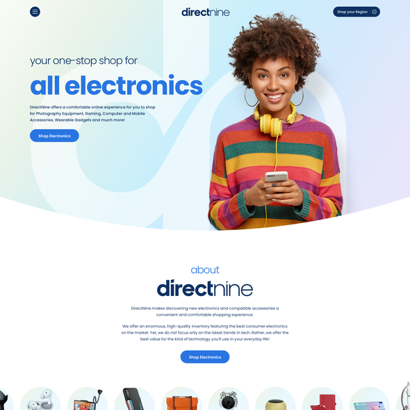 Landing page website with the title 'Landing Page design for Global Electronics Retail Brand'