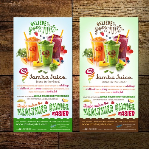 Bright color design with the title 'Ad flyer for Juice Store'