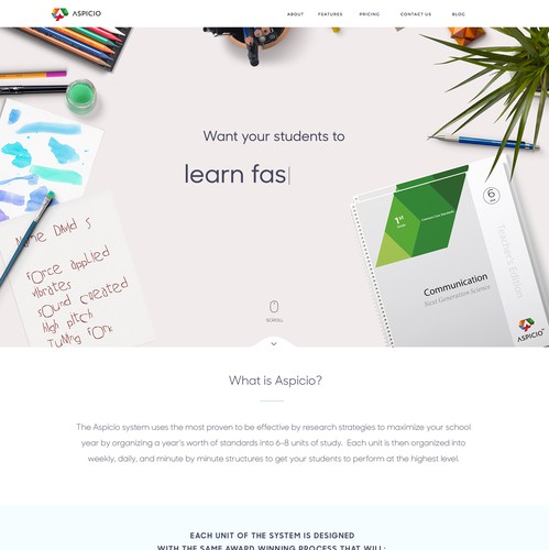 Children's website with the title 'Aspicio web design '