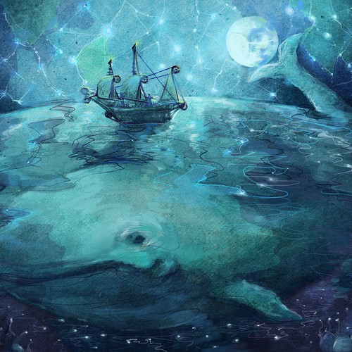 Whale design with the title 'Magical illustration'