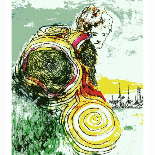 Surreal artwork with the title 'boy'