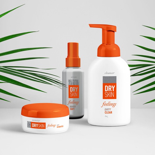 Beauty label with the title 'Dry Skin Products concept'