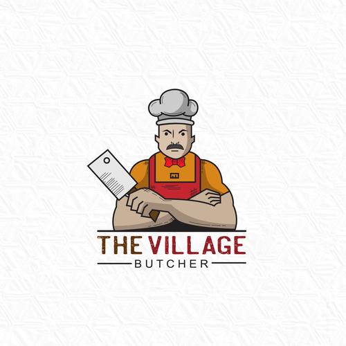 Butchery logo with the title 'THE VILLAGE BUTCHER shop LOGO'