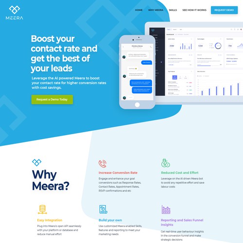 Tech website with the title 'Design an innovative desktop + mobile website for an AI chatbot service!'