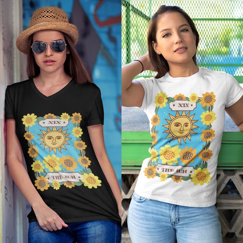 Sun t-shirt with the title 'Tarot card t-shirt design'