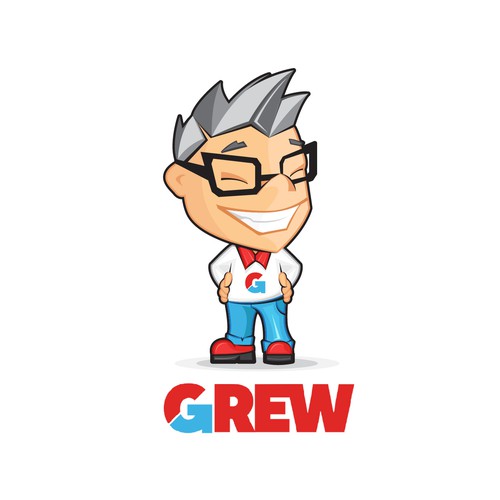 Nerd design with the title 'A character/mascot named "Grew"'