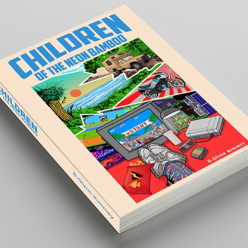 Book cover illustration with the title 'Children of the neon bamboo'