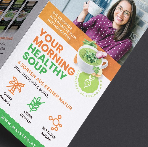 Soup design with the title 'Brochure concept for soup product'