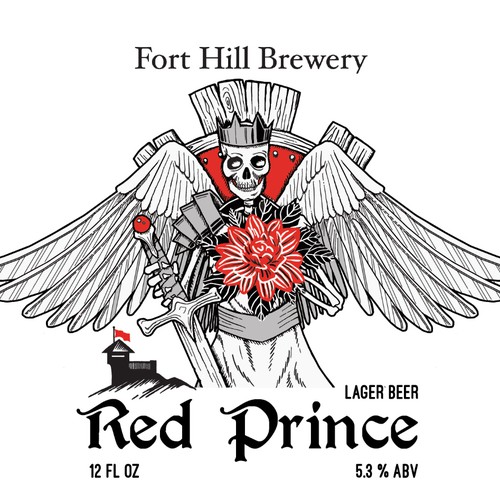 Flower label with the title 'Label design for a beer can'