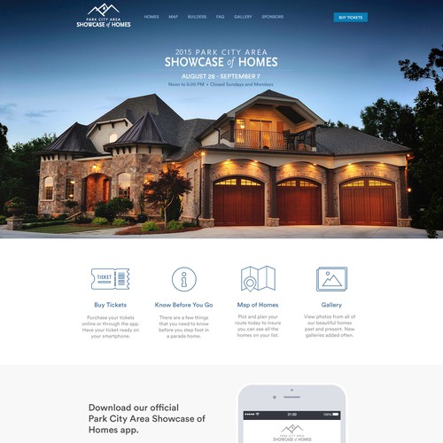 House website with the title 'Website design for home showcase / parade'
