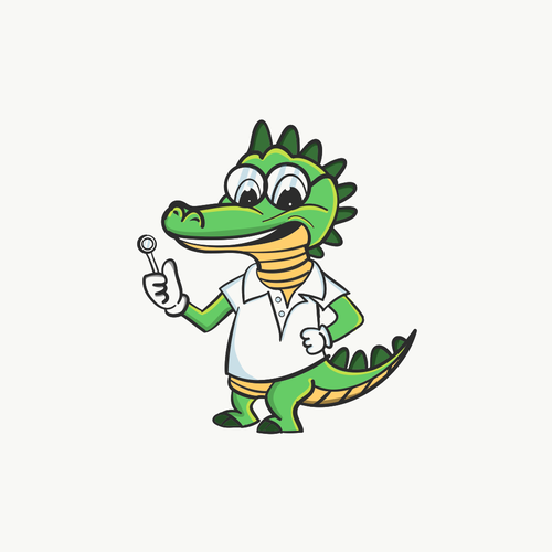 Dental illustration with the title 'Crocodile mascot'