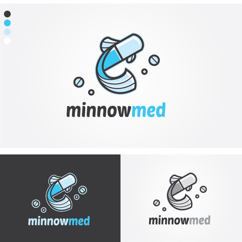 Aqua logo with the title 'Logo concept for MinnowMed'