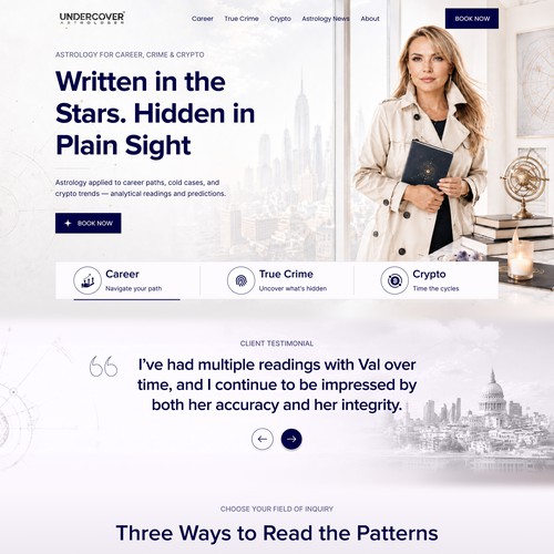 Landing page website with the title 'Astrology & Crypto Prediction Website Design'