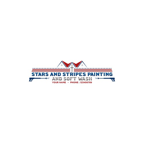 Construction company logo with the title 'Stars and Stripes Painting and Soft Wash'
