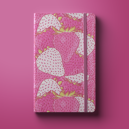 Notebook design with the title 'Strawberry notebook'